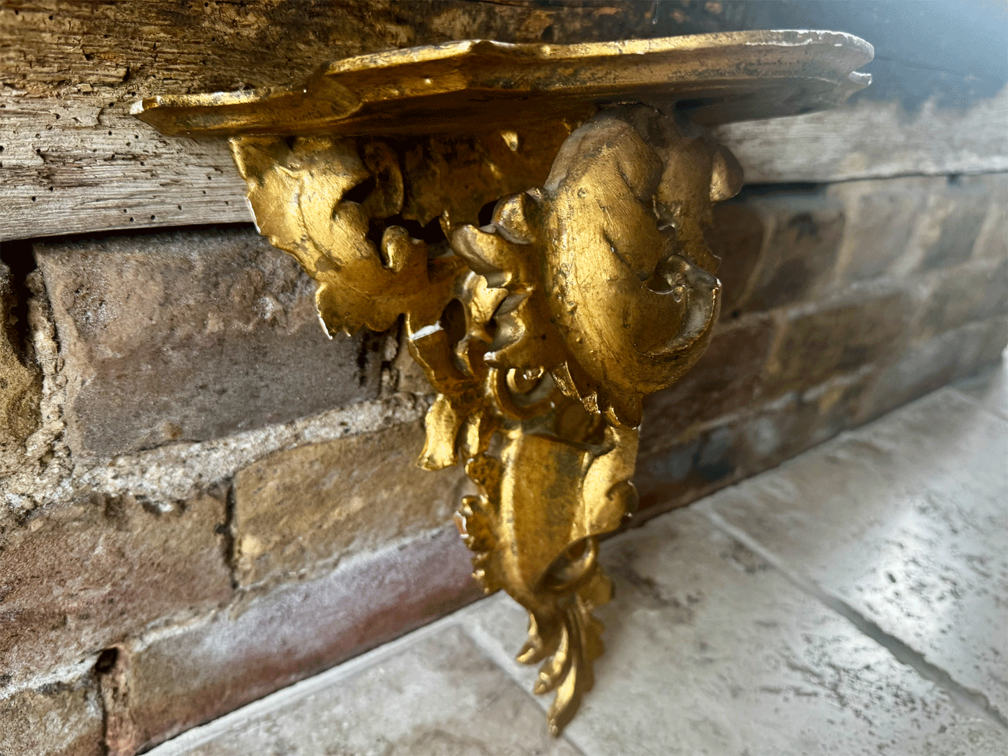 antique french gilt gilded floating wall shelf corbel sconce cornucopia