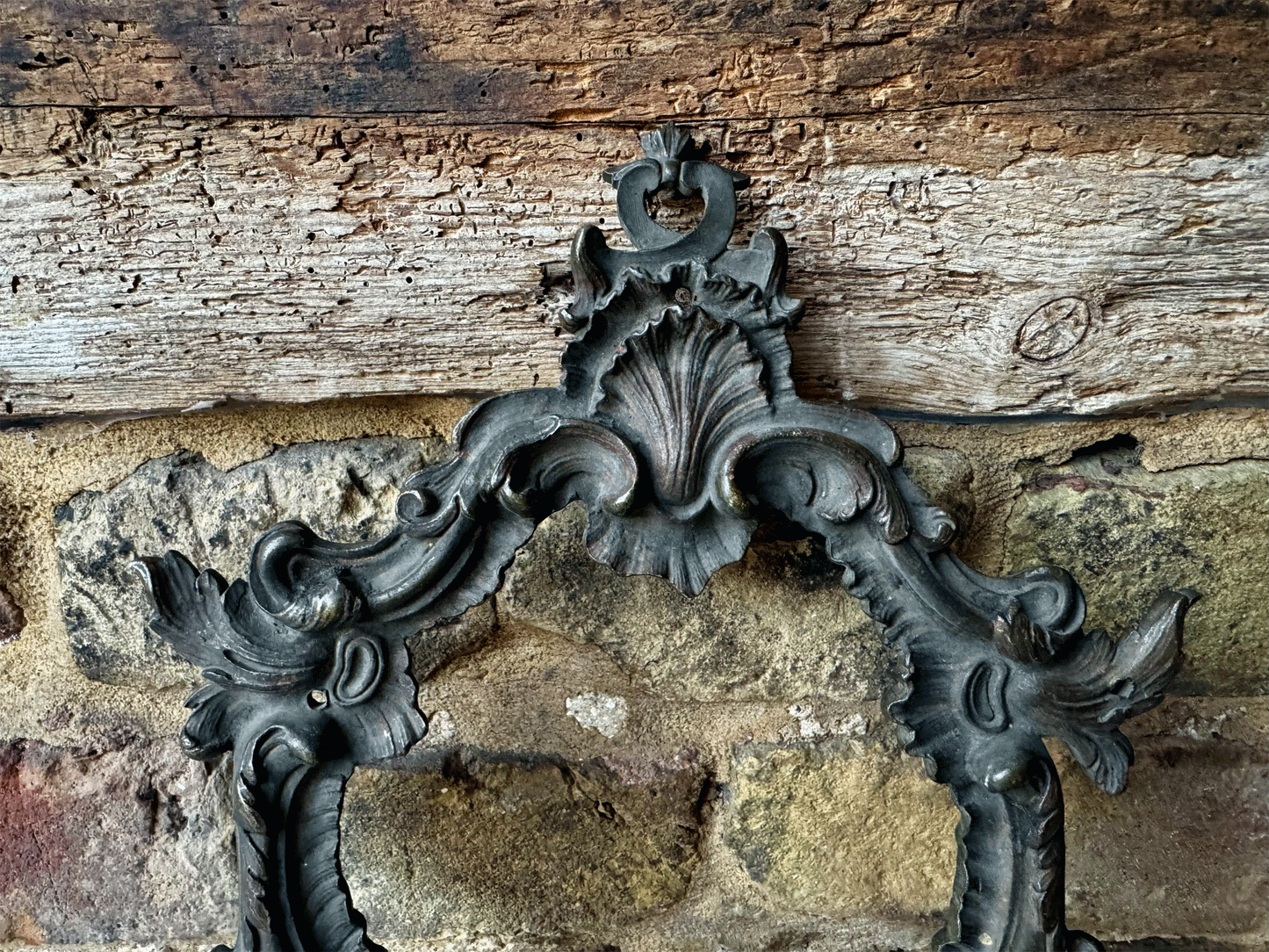 antique french 1800s 19th century decorative brass wall plaque hanging