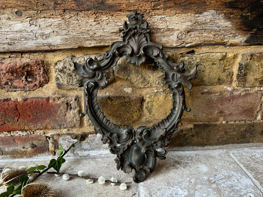 antique french 1800s 19th century decorative brass wall plaque hanging