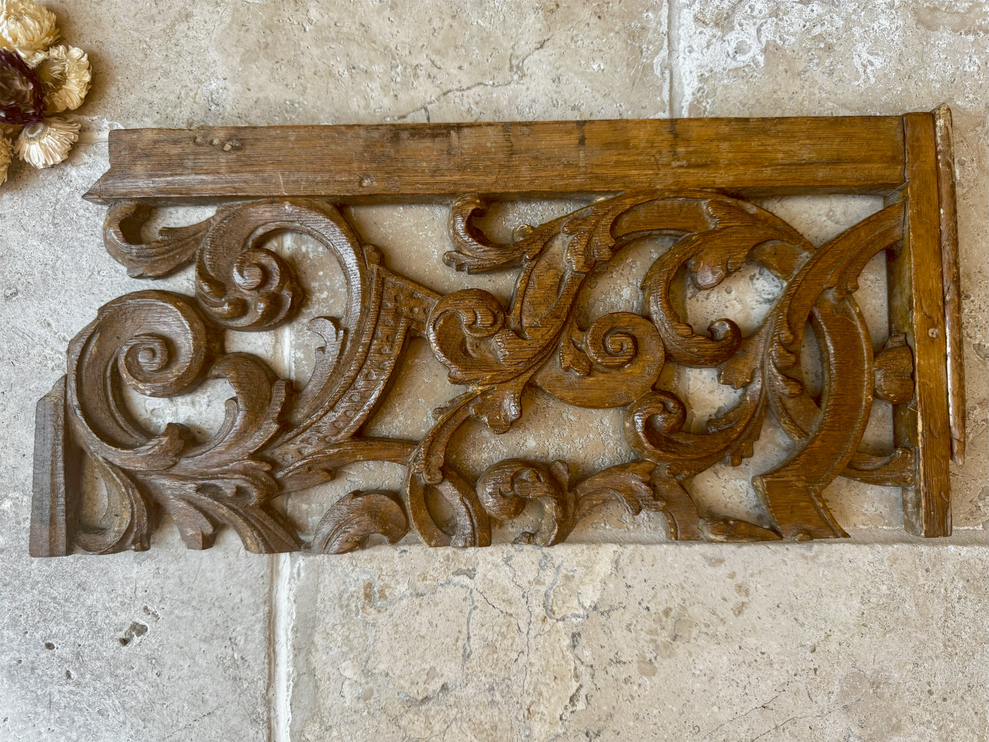 antique french rare 18th century carved wooden treen wall panel religious church baroque