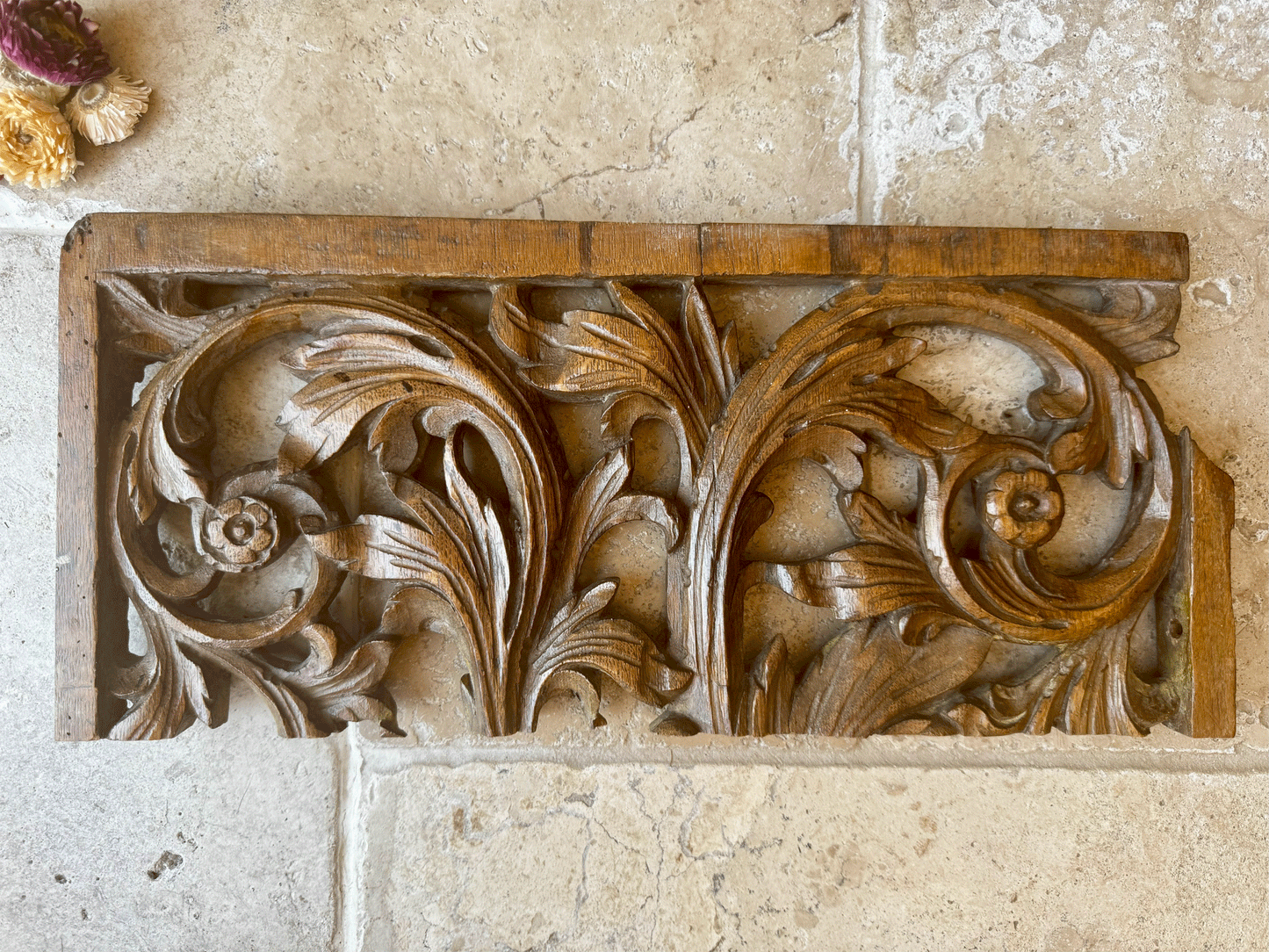 18th Century Deeply Carved French Wooden Panel