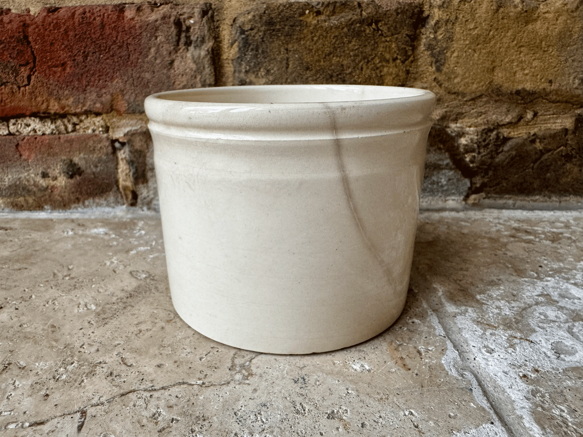 antique french badonviller 1920s terre de fer ironstone chunky buttery crazed confiture pot