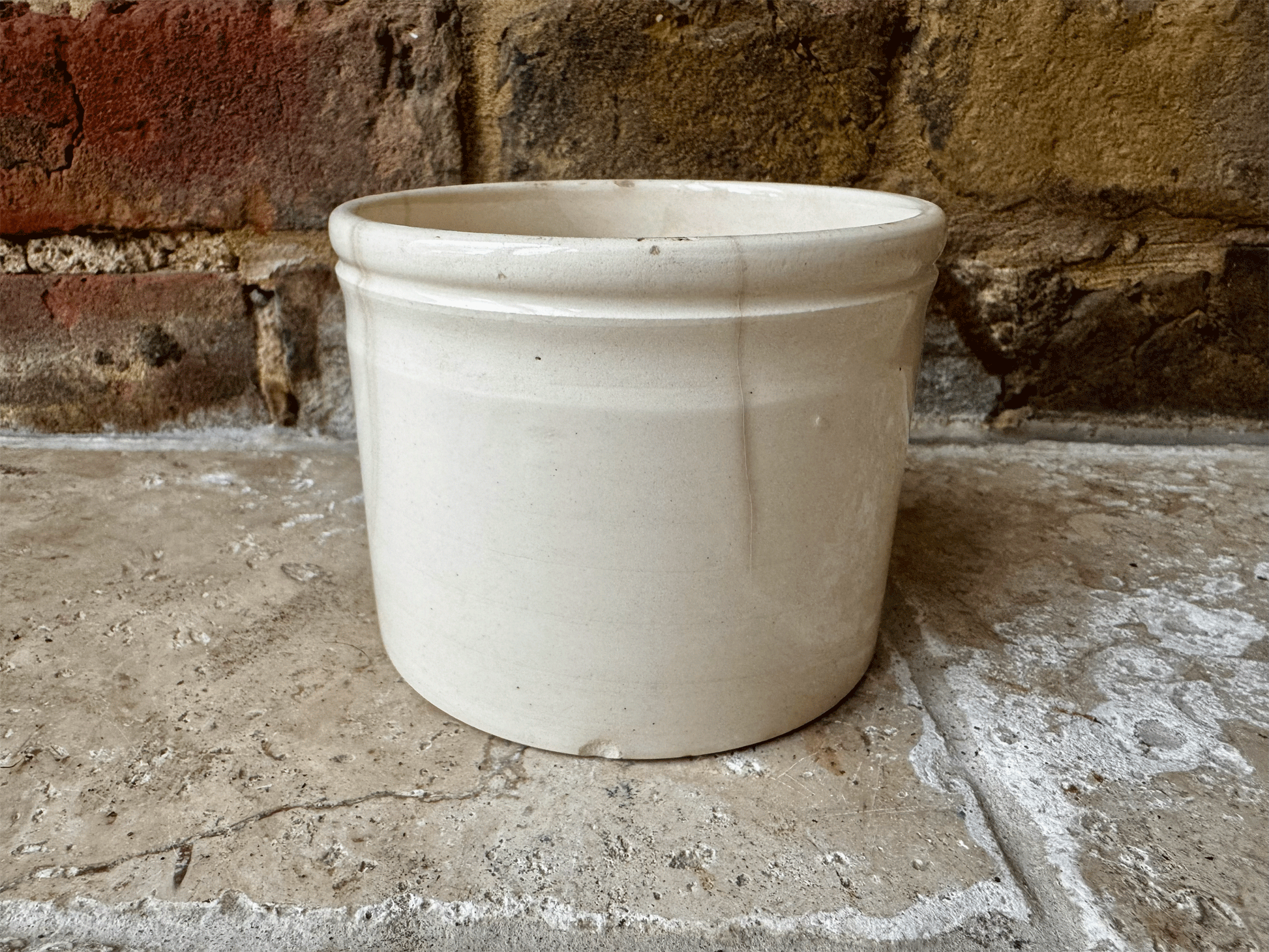 antique french badonviller 1920s terre de fer ironstone chunky buttery crazed confiture pot