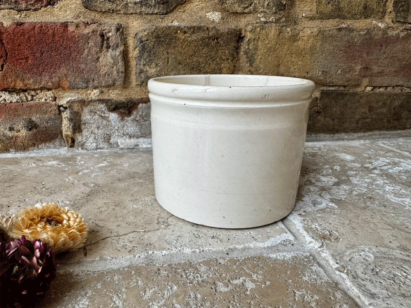 antique french badonviller 1920s terre de fer ironstone chunky buttery crazed confiture pot