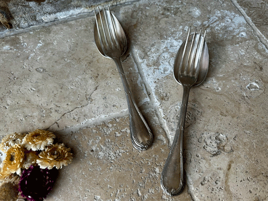 antique christofle rubans large flatware serving set fork spoon