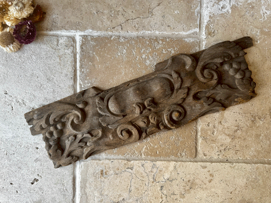 antique 19th century french deeply carved wooden pelmet panel decorative vintage