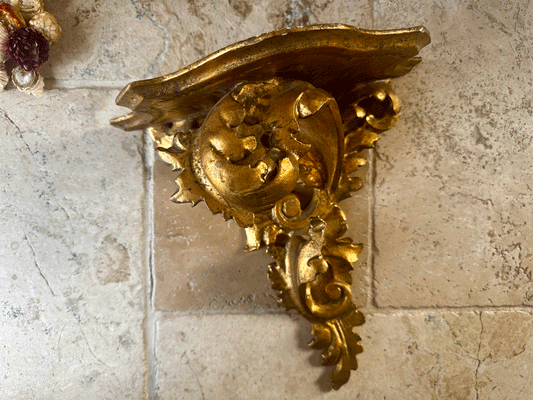 antique french gilt gilded floating wall shelf corbel sconce cornucopia