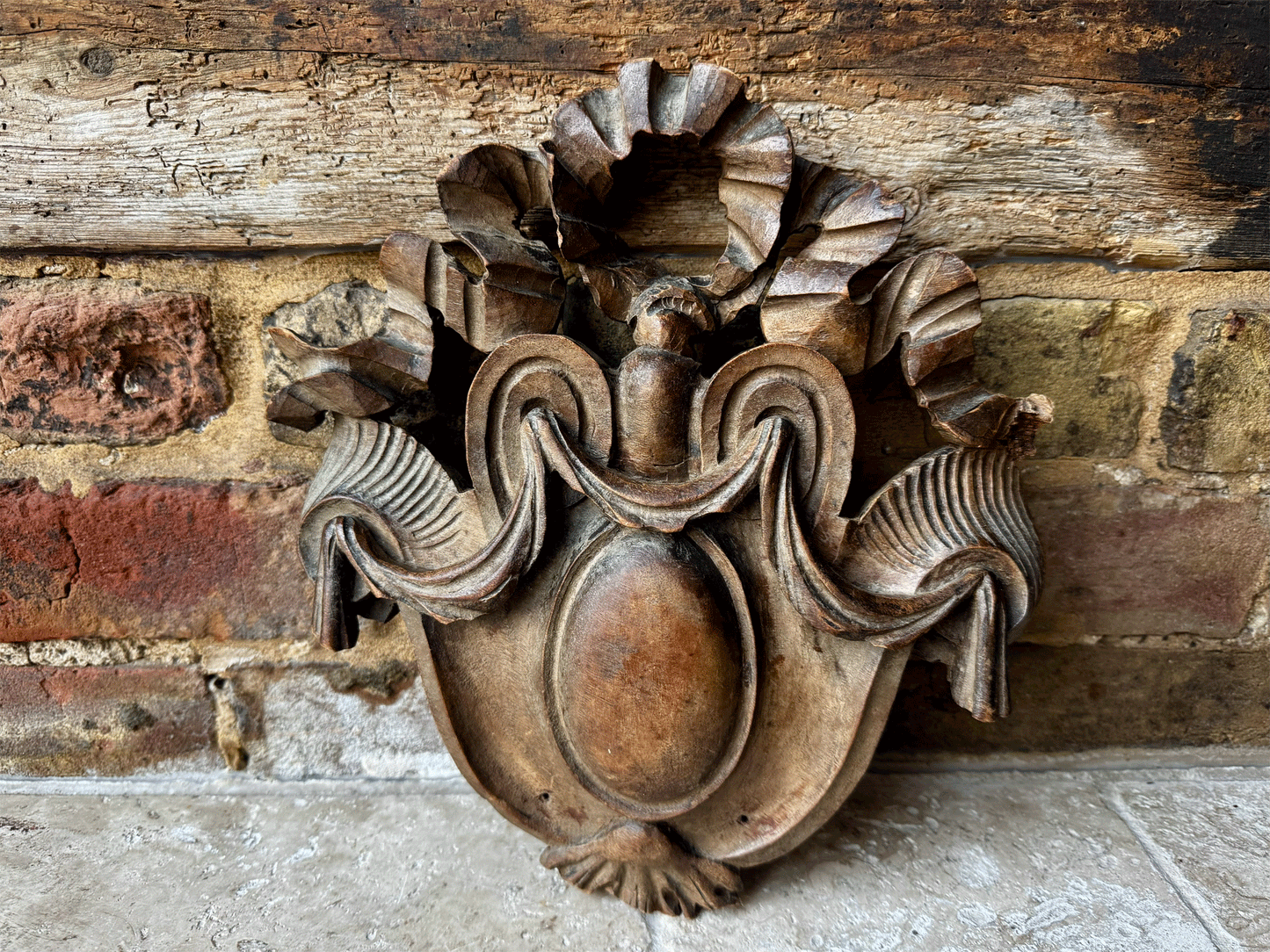 antique french 19th century 1800s deeply carved decorative wall panel pelmet