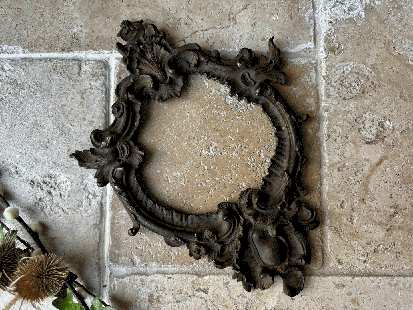 antique french 1800s 19th century decorative brass wall plaque hanging