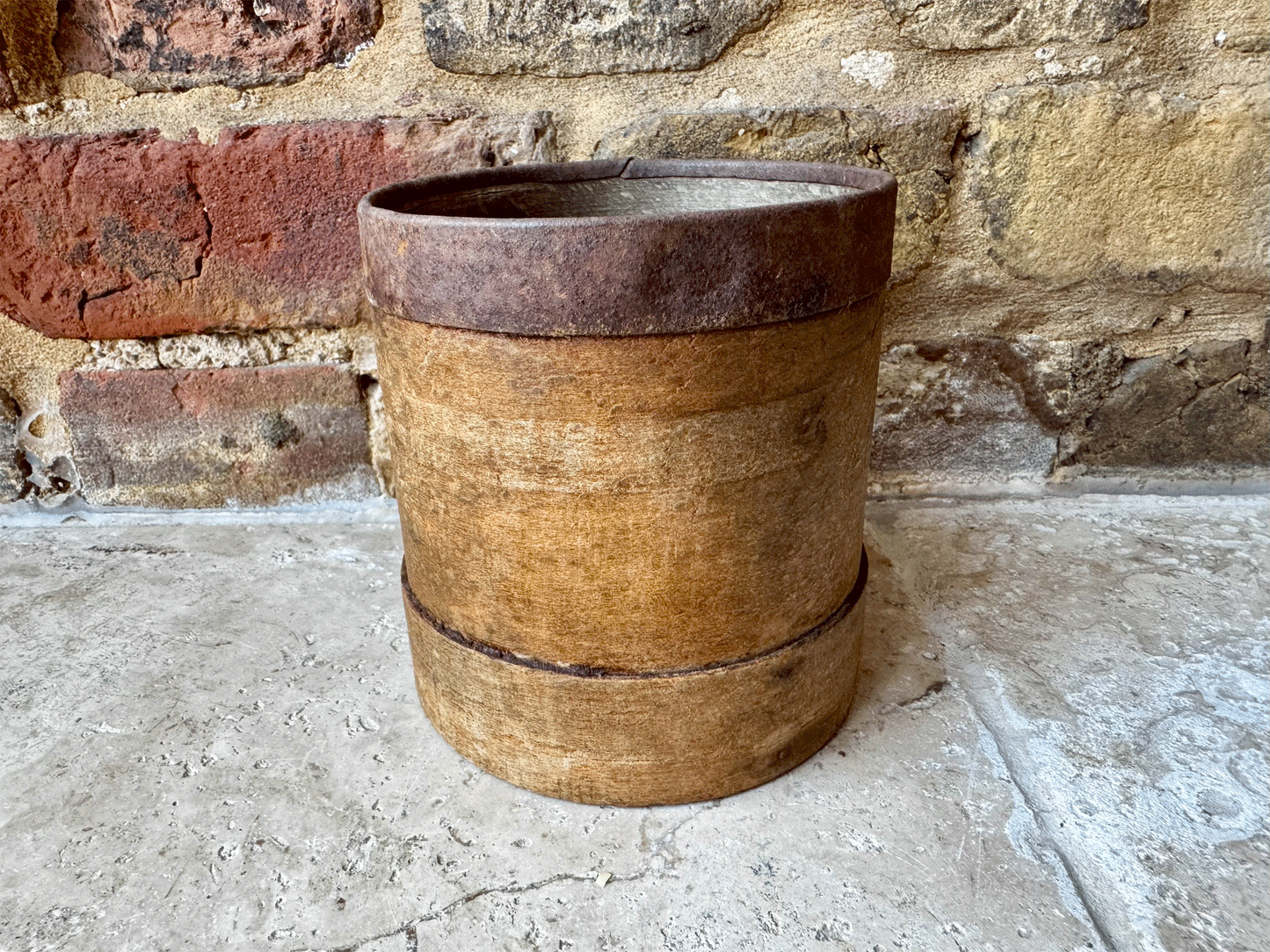 antique french rustic bentwood treen wooden grain measure one litre