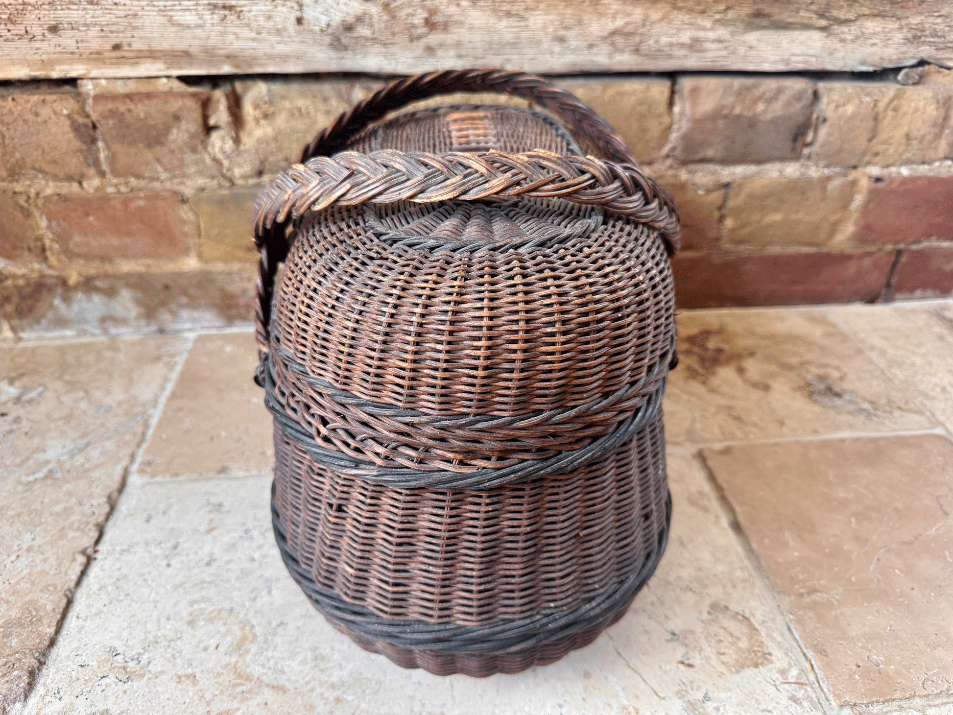 antique french extra large 19th century rustic fishing creel shopping bressan basket