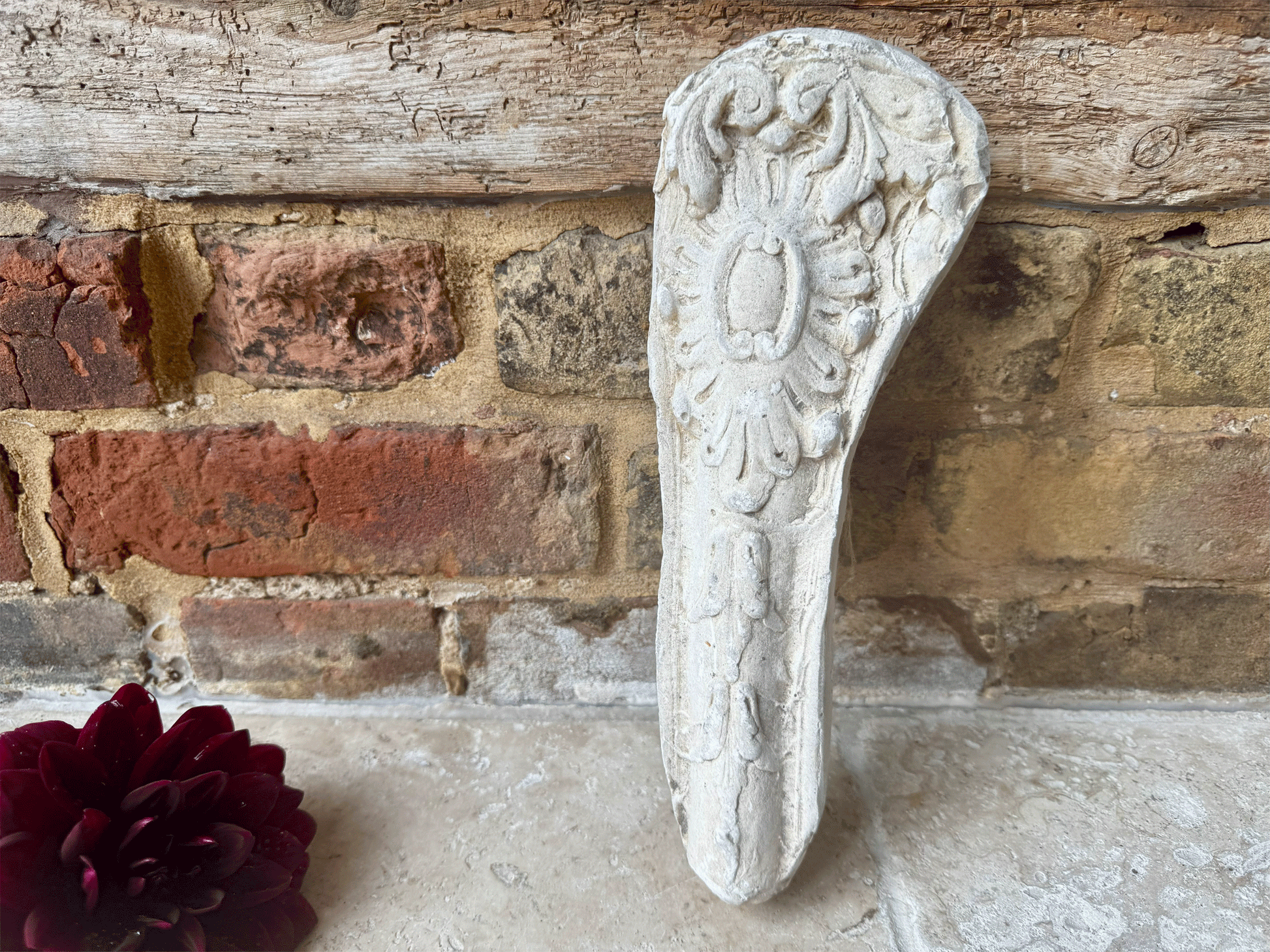 antique french decorative 19th century carved plaster architectural wall fragment hanging panel plaque
