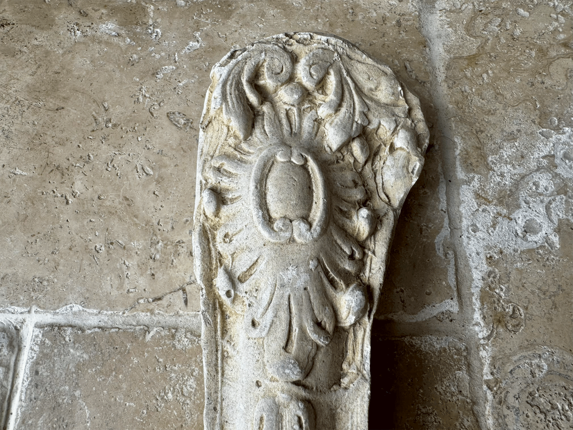 antique french decorative 19th century carved plaster architectural wall fragment hanging panel plaque