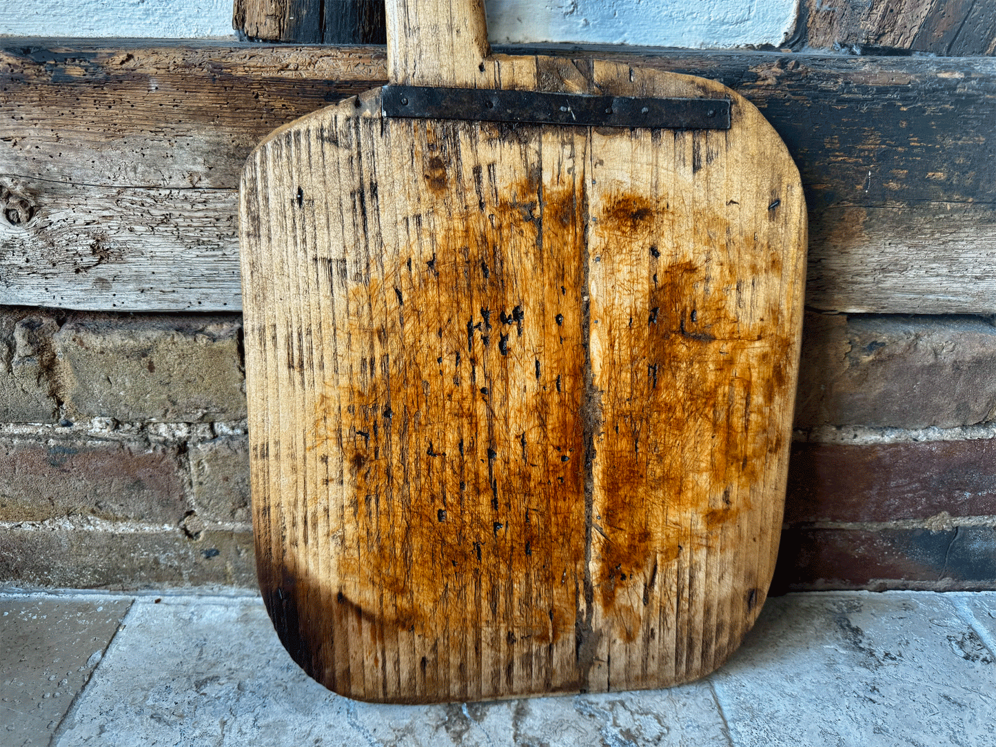 antique french extra large repaired dough bread board metalwork rustic kitchen decor