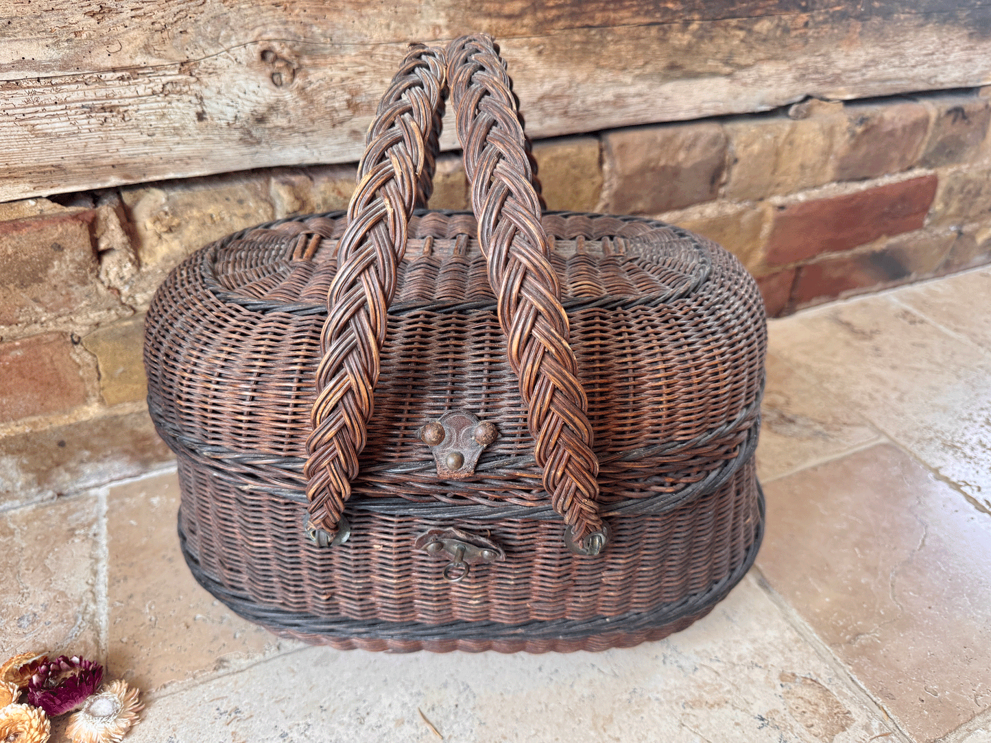 antique french extra large 19th century rustic fishing creel shopping bressan basket