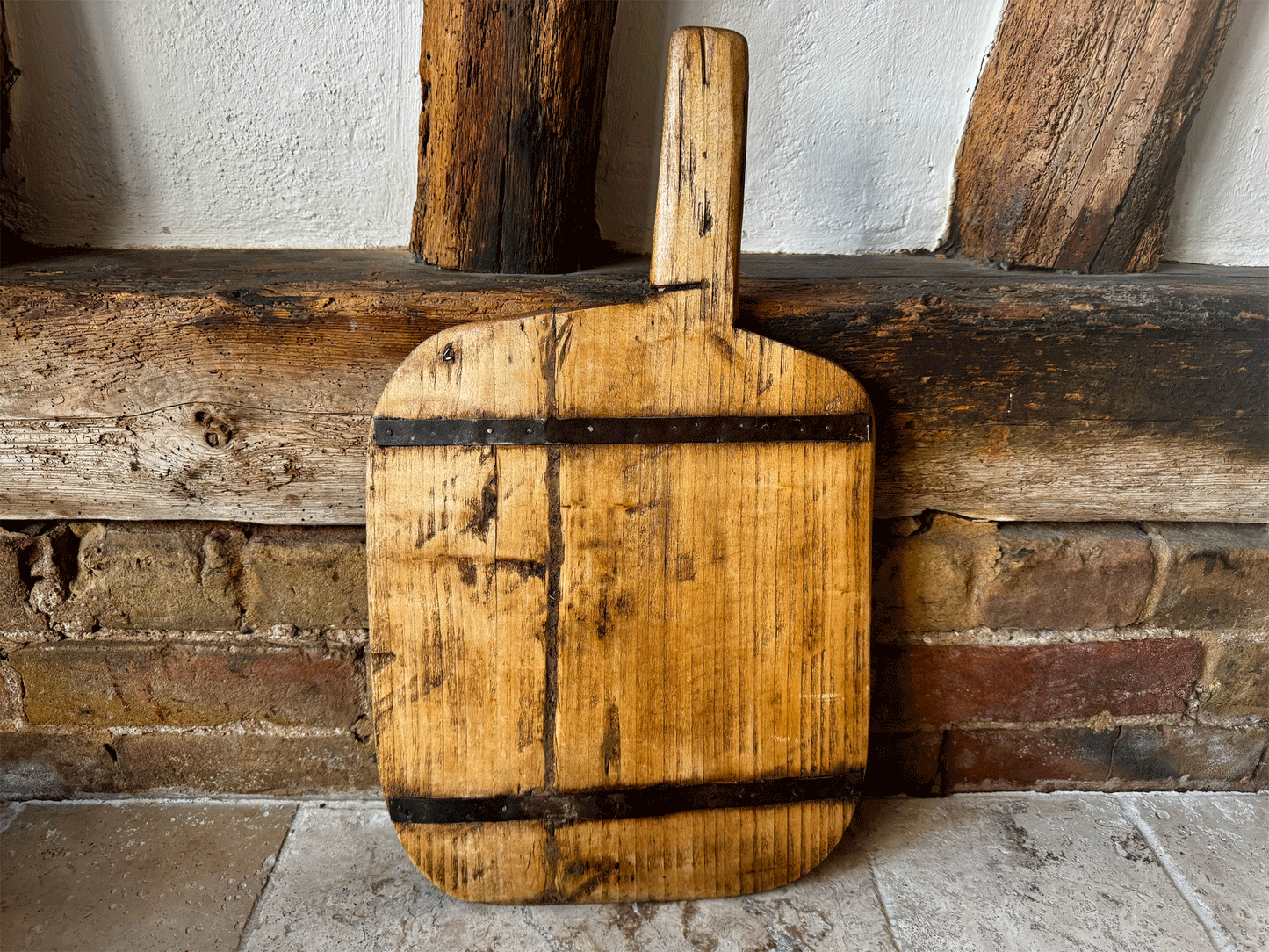 antique french extra large repaired dough bread board metalwork rustic kitchen decor