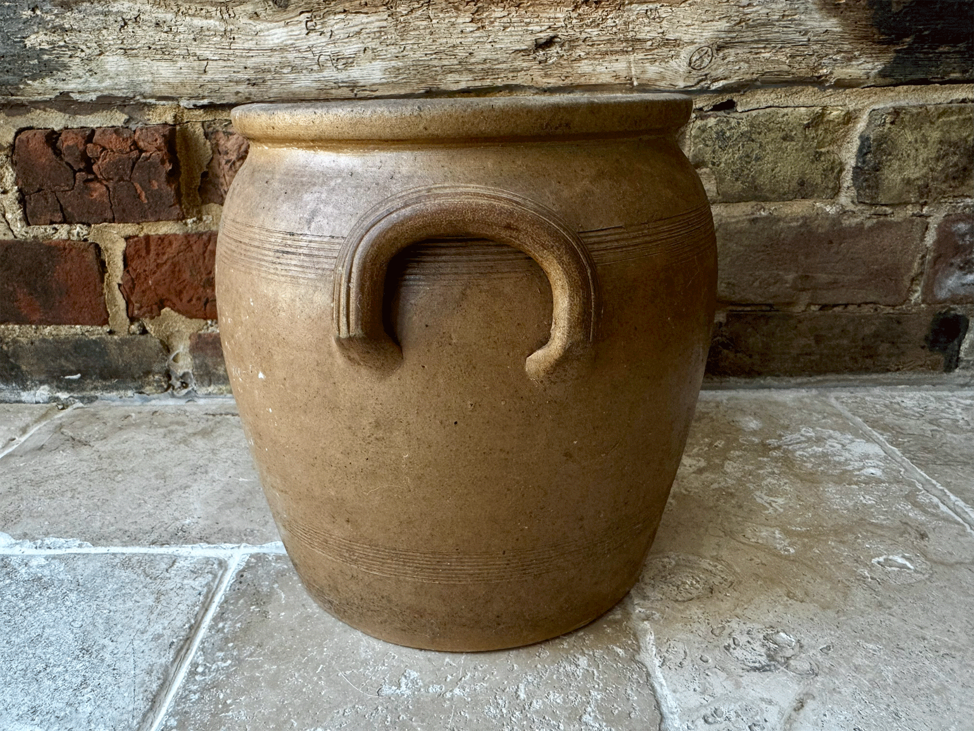 antique french 19th century stoneware large confit preserving jar pot