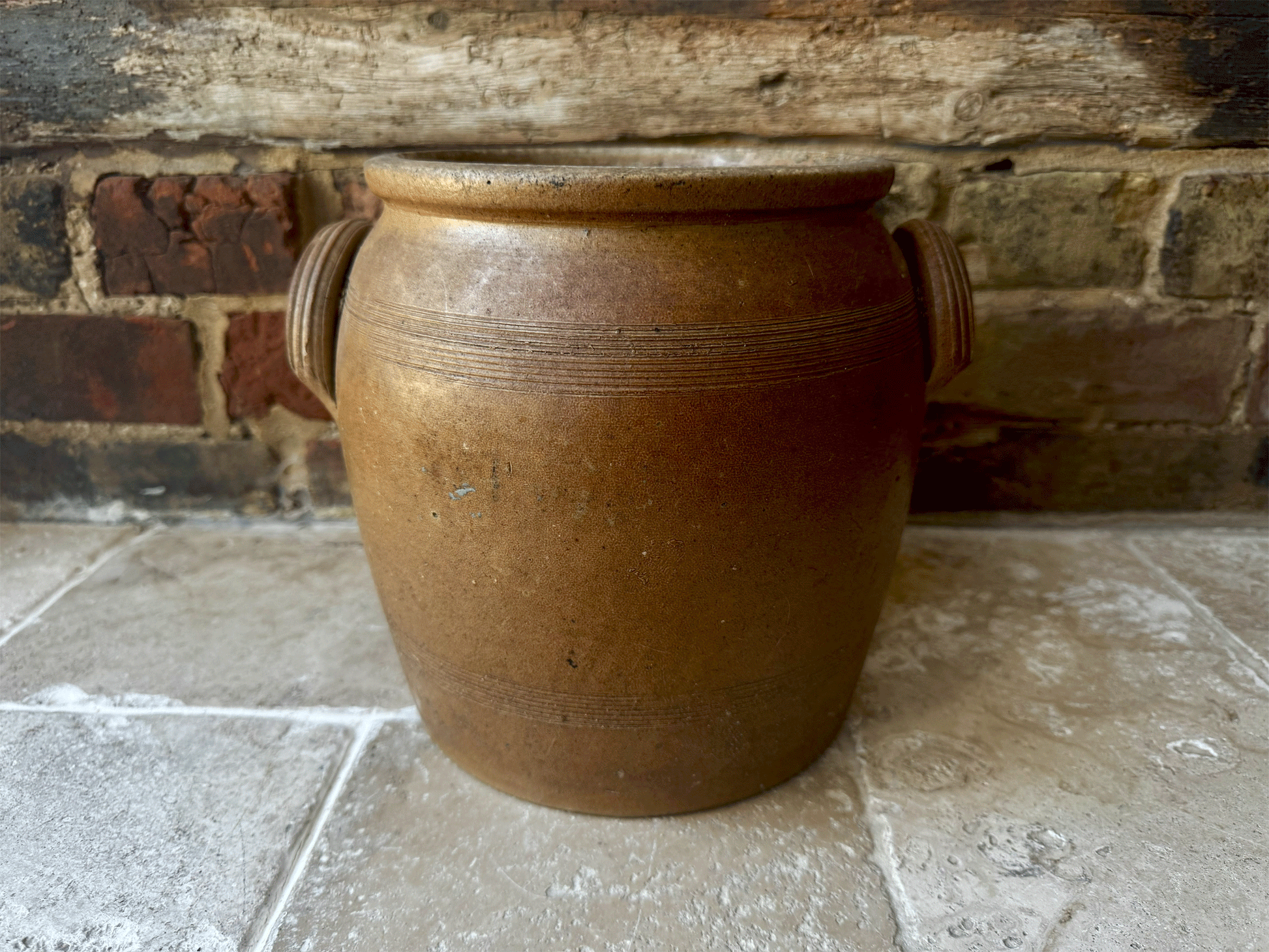 antique french 19th century stoneware large confit preserving jar pot