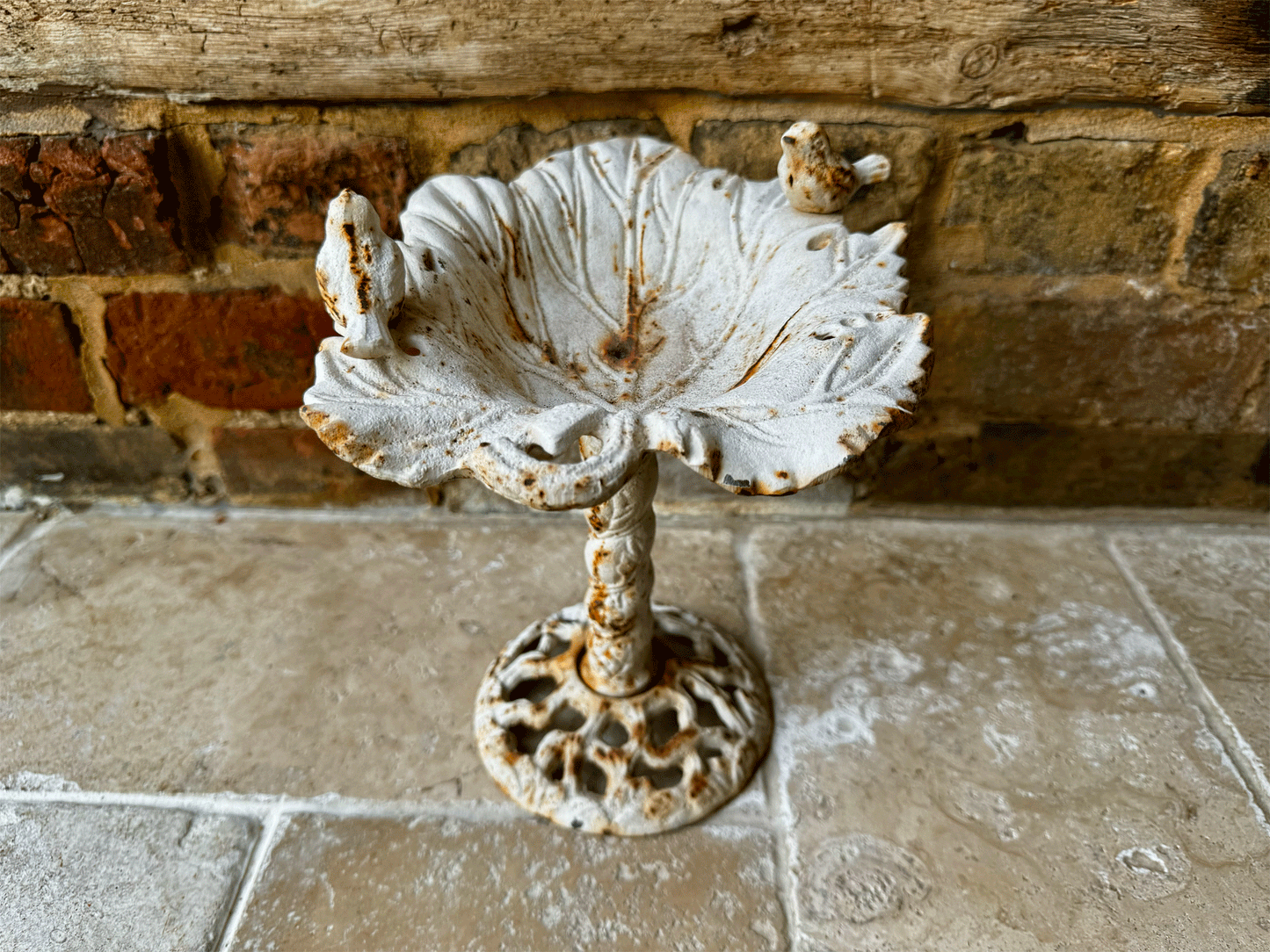 french 19th century cast iron bird bath display stand chippy weathered rustic