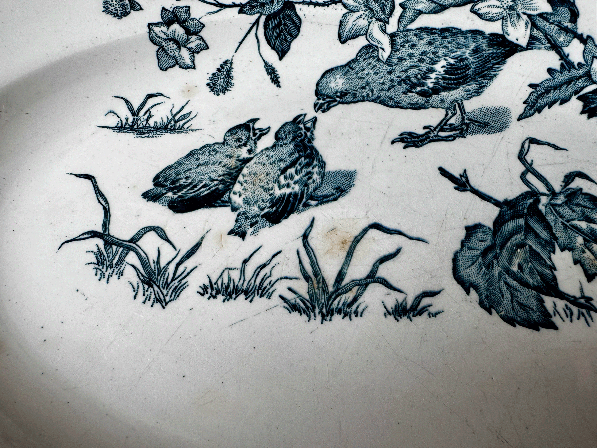 atique french terre de fer teal blue transferware platter plate st amand hamage aucelle