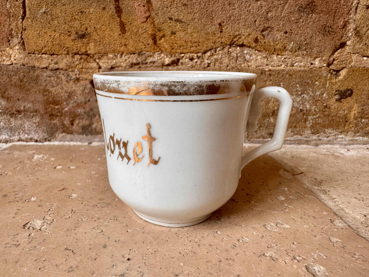 antique french child name cup mug porcelain gold trim elise 