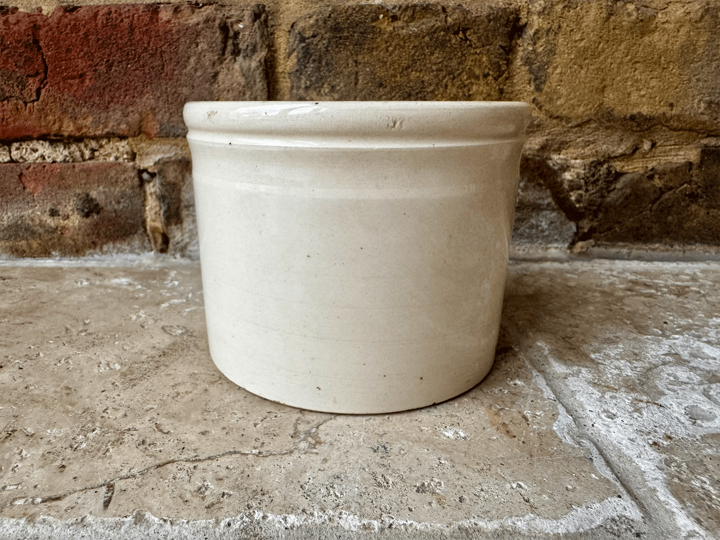 antique french badonviller 1920s terre de fer ironstone chunky buttery crazed confiture pot
