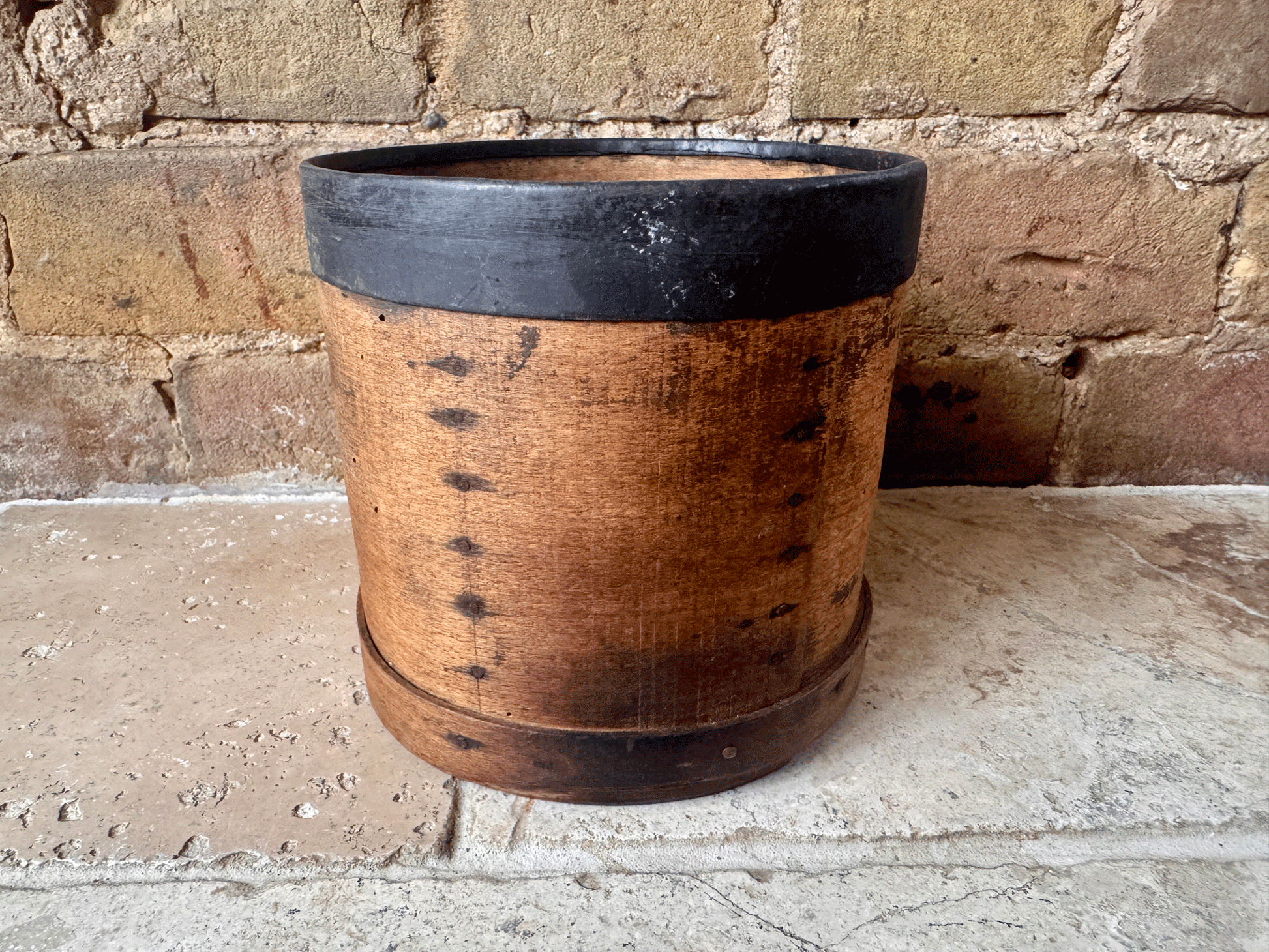 antique french rustic farmhouse decor wooden treen bentwood grain measure double litre