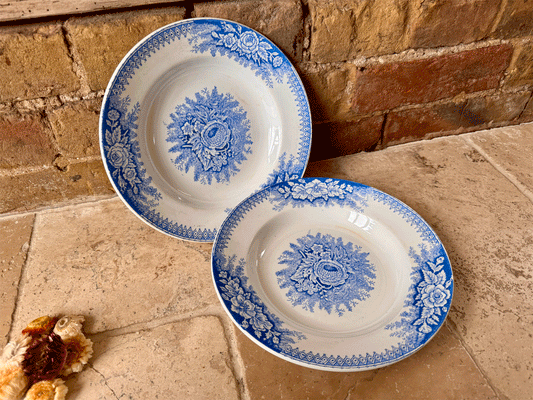 antique french blue transferware ironstone terre de fer ironstone soup bowl st amand jardiniere