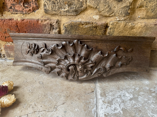antique french deeply carved wooden treen decorative wall panel pelmet