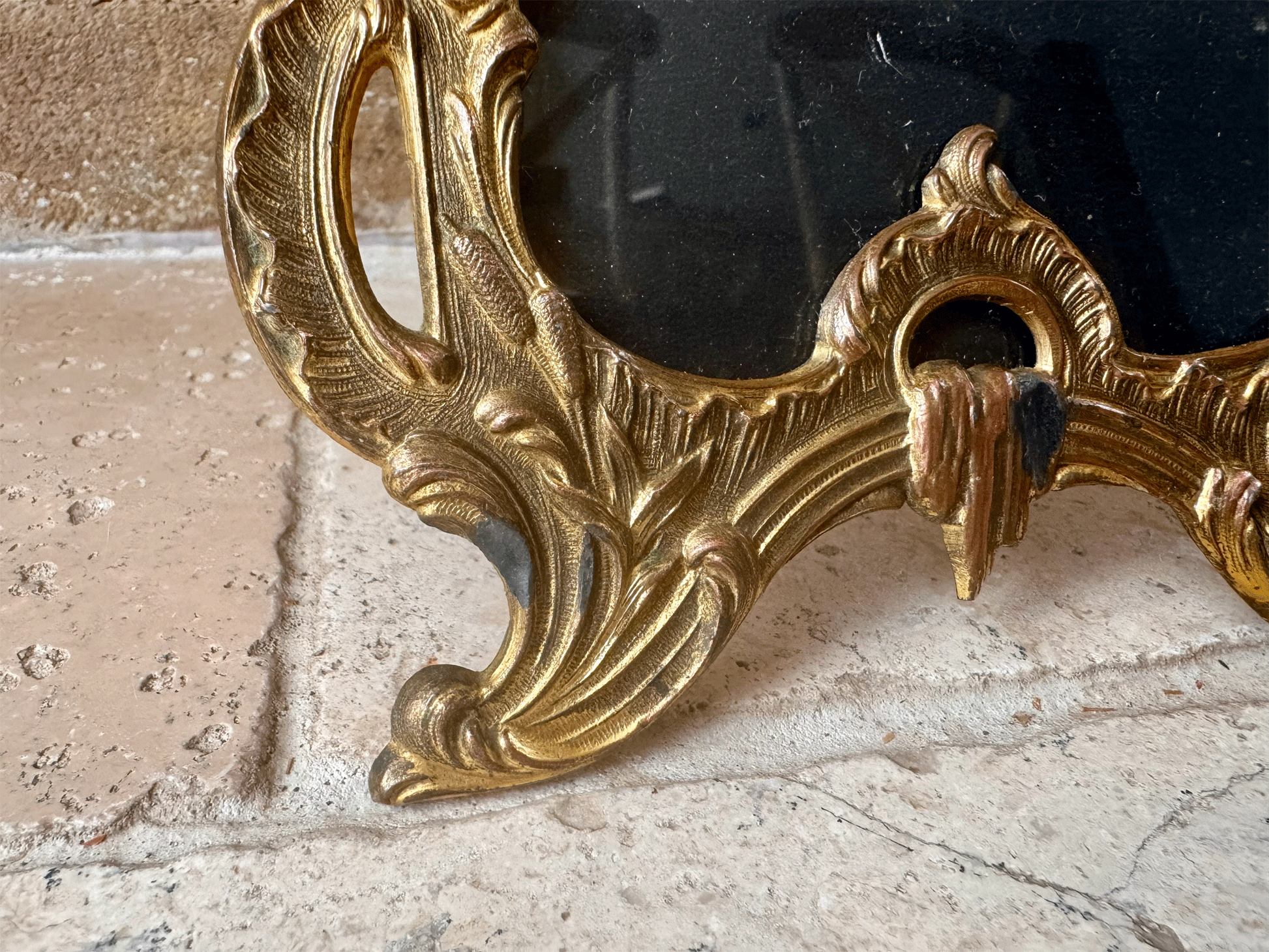 antique french brass photo picture frame decorative cornucopia scrollwork floral wreaths