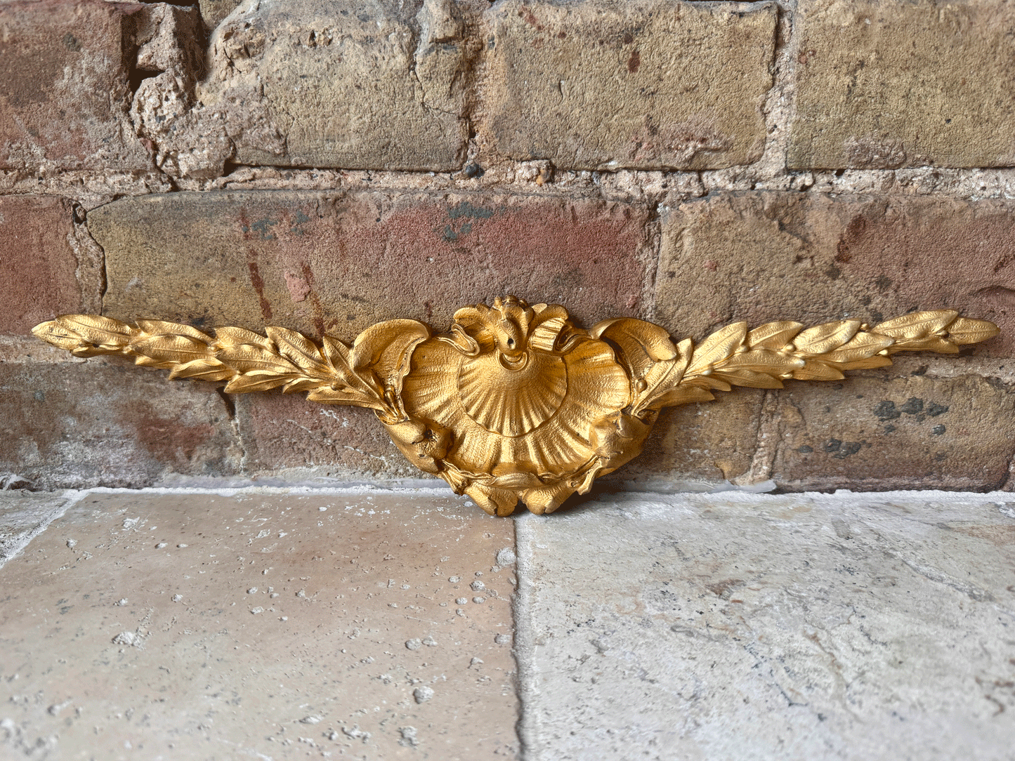 antique french gilded ormolu brass wall hanging plaque furniture pediment