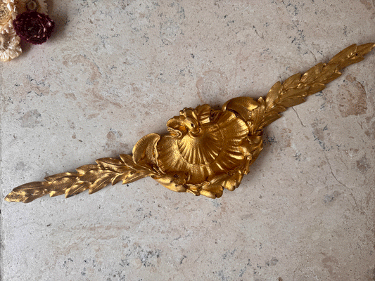 antique french gilded ormolu brass wall hanging plaque furniture pediment