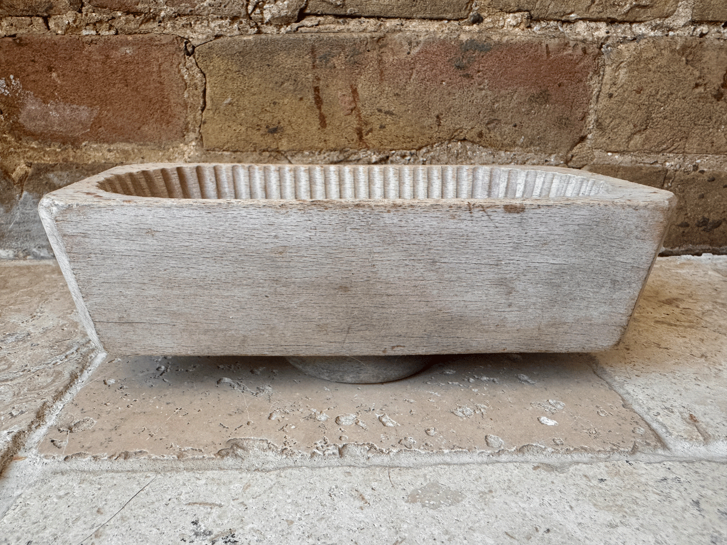 antique french carved wooden treen butter brick mould 19th century tulip floral decoration