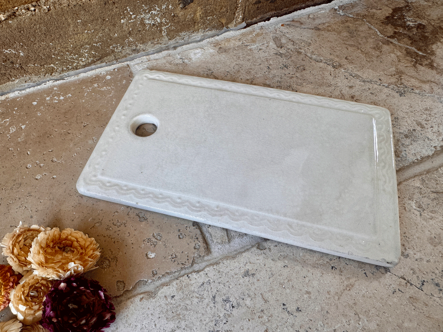 antique french buttery timeworn ironstone cutting onion board