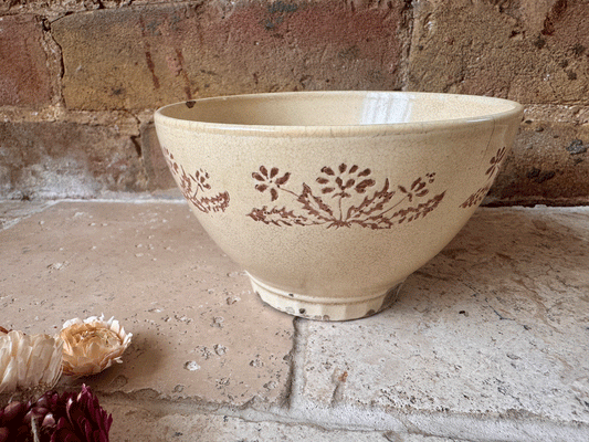 antique chippy timeworn french cafe au lait coffee bowl inlaid decoration 