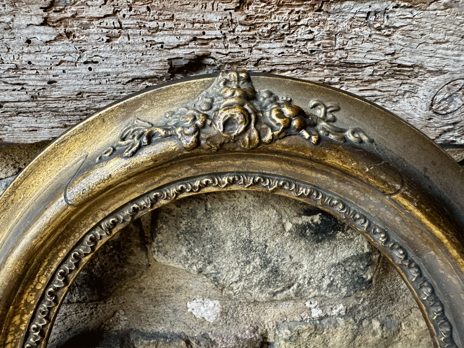 antique french carved gold gilt wooden oval frame