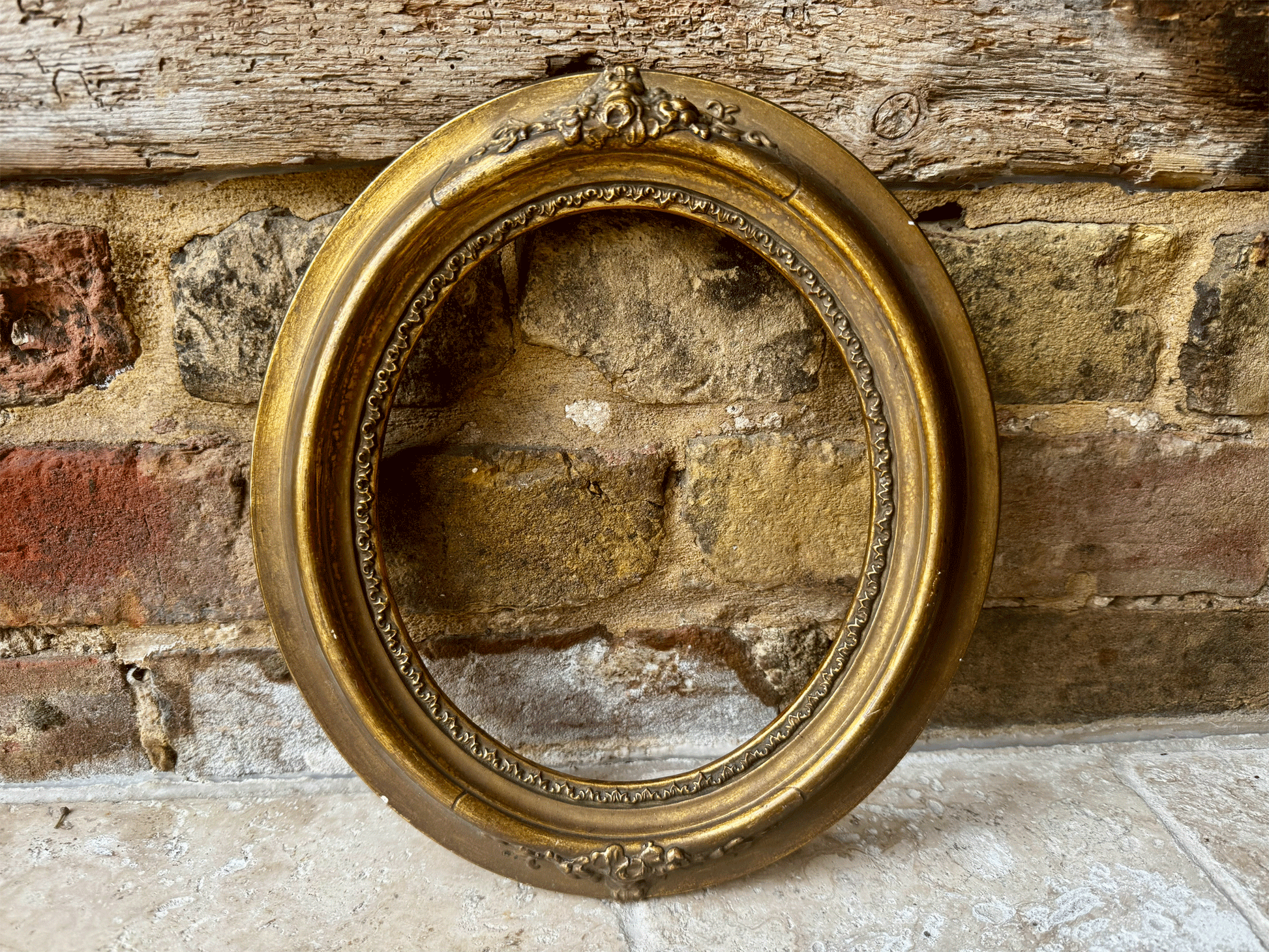 antique french carved gold gilt wooden oval frame