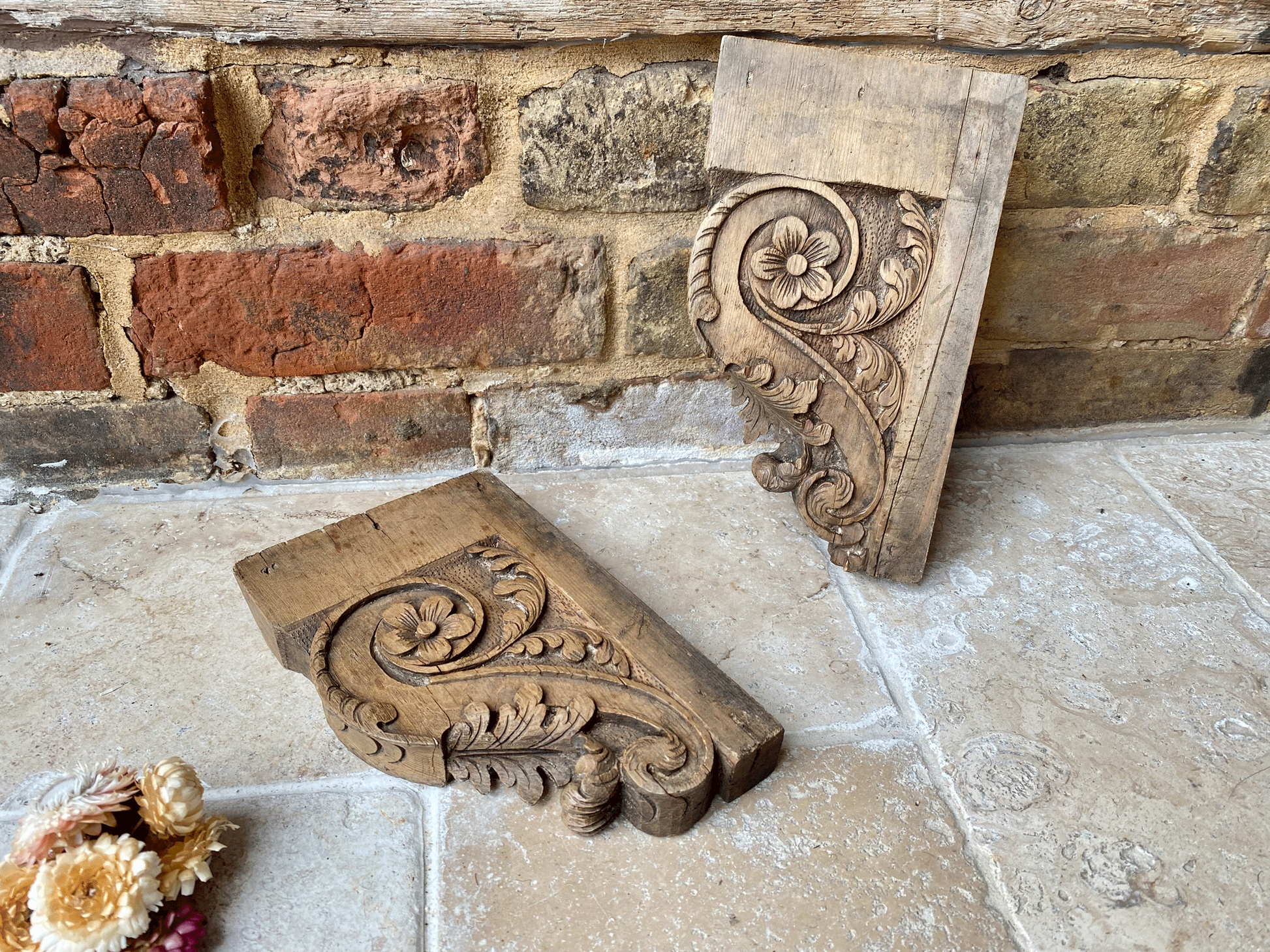 antique french carved wooden wall panel hanging corbels shelf bracket