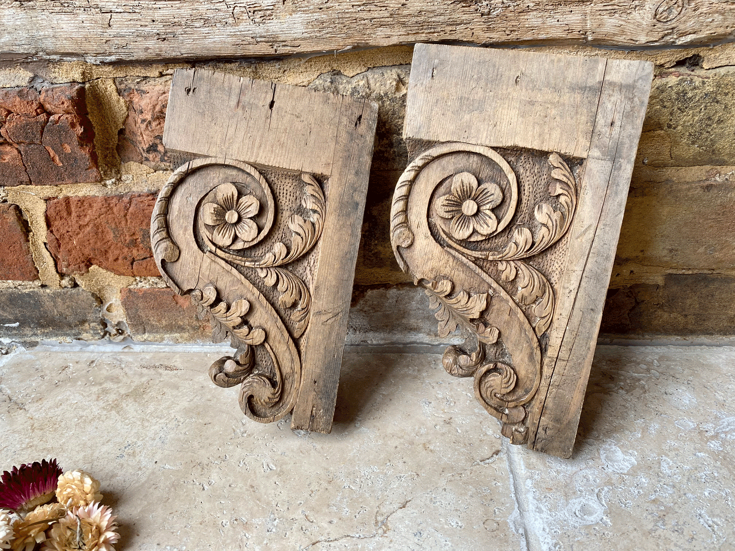 antique french carved wooden wall panel hanging corbels shelf bracket