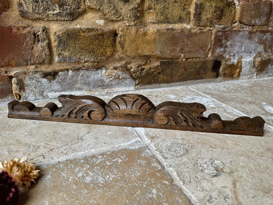 carved antique decorative french wooden panel pelmet cornuopia scallop edge