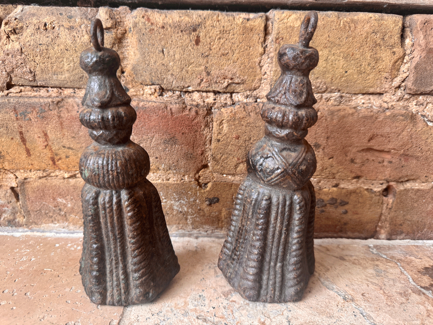 antique french heavy cast iron 19th century passementerie tassel shaped large curtain weight