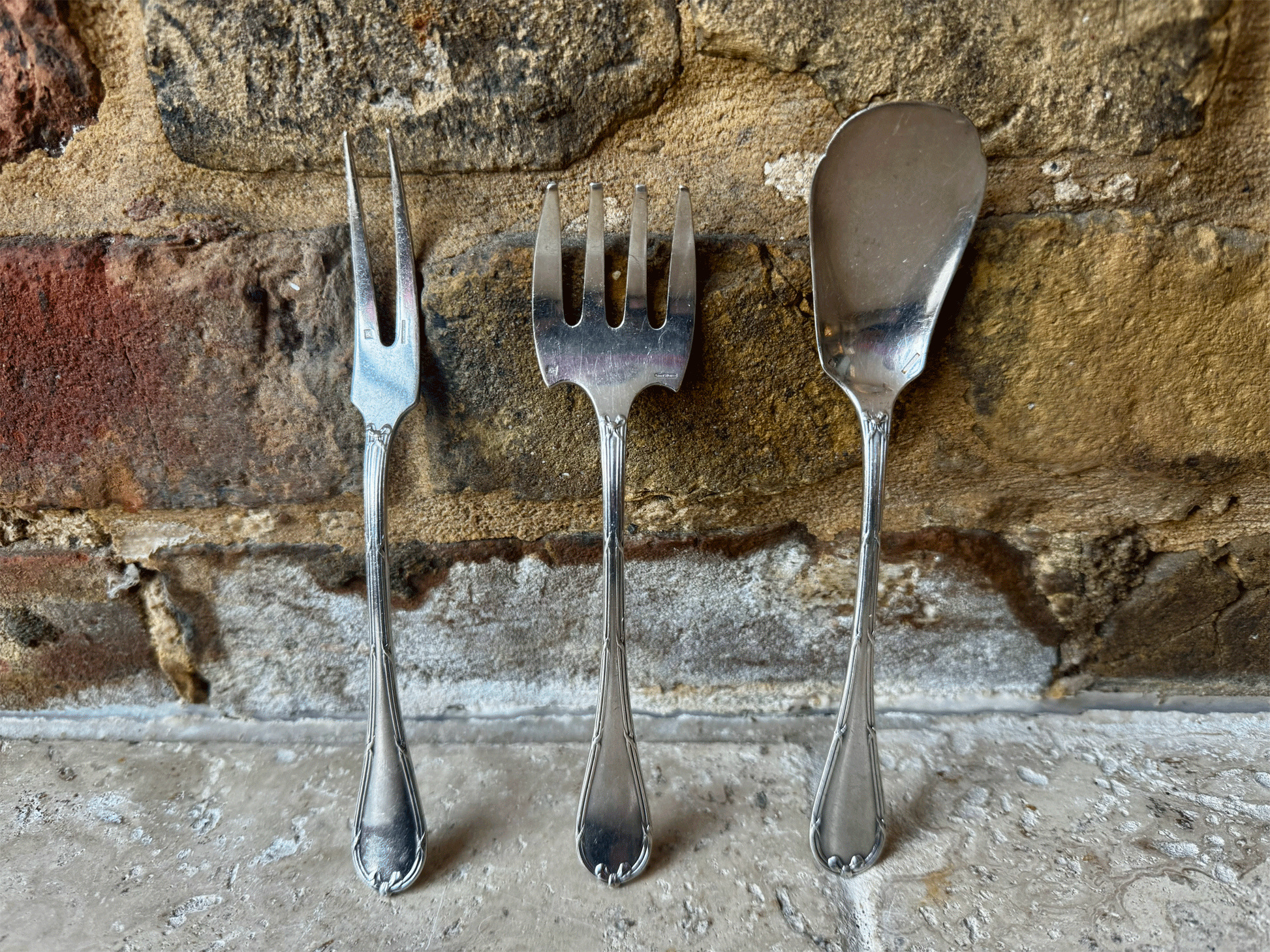 antique french charles christofle silver plated cutlery set pickle garnish fork sugar shovel