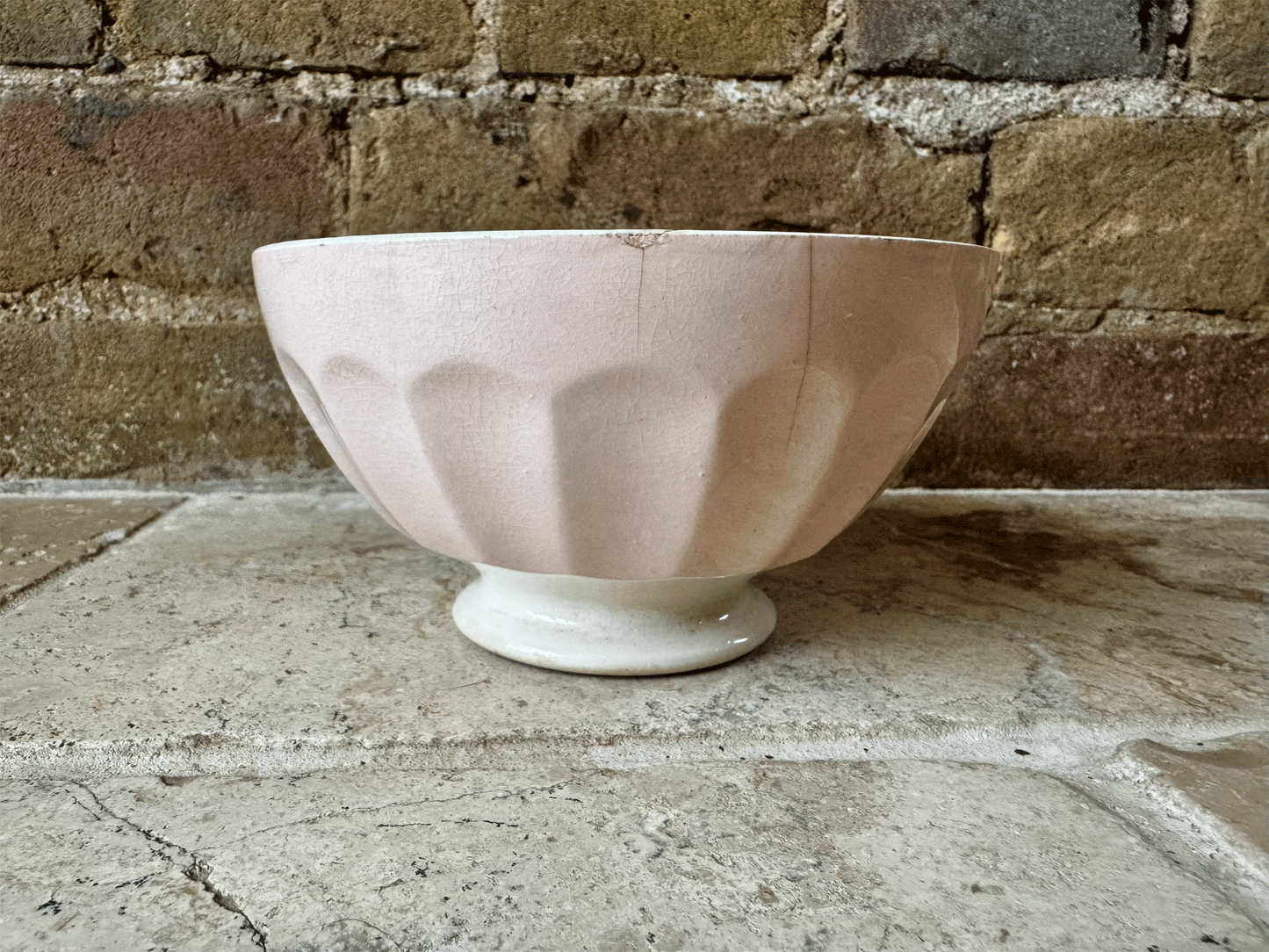 chippy timeworn pastel pink antique ironstone terre de fer st amand cafe au lait bowl
