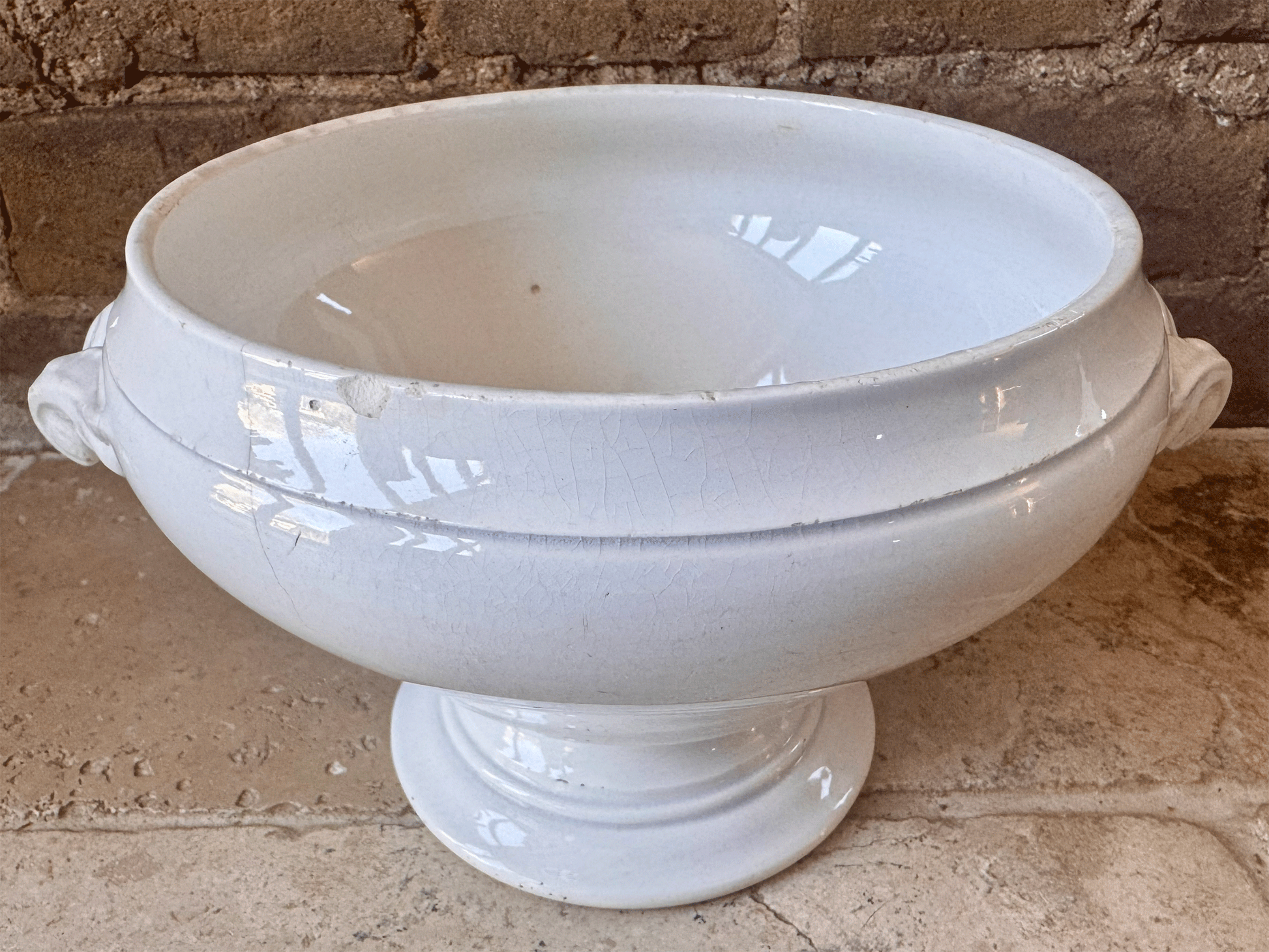 antique french large lain white ronstone soupiere planter sarreguemines