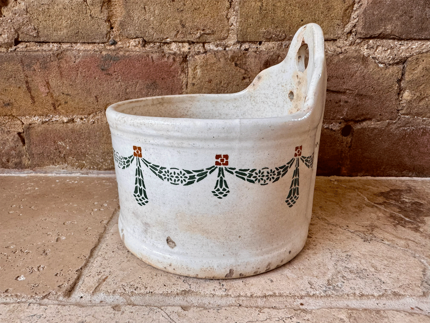 antique french rustic chippy timeworn sel salt pot cellar stoneware box
