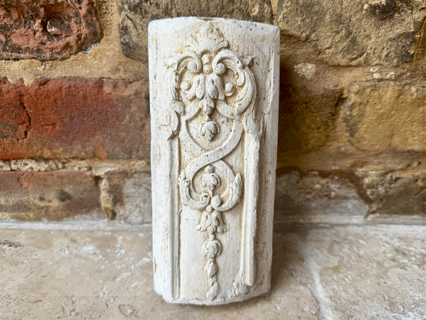 antique french decorative architectural plaster wall panel fragment hanging