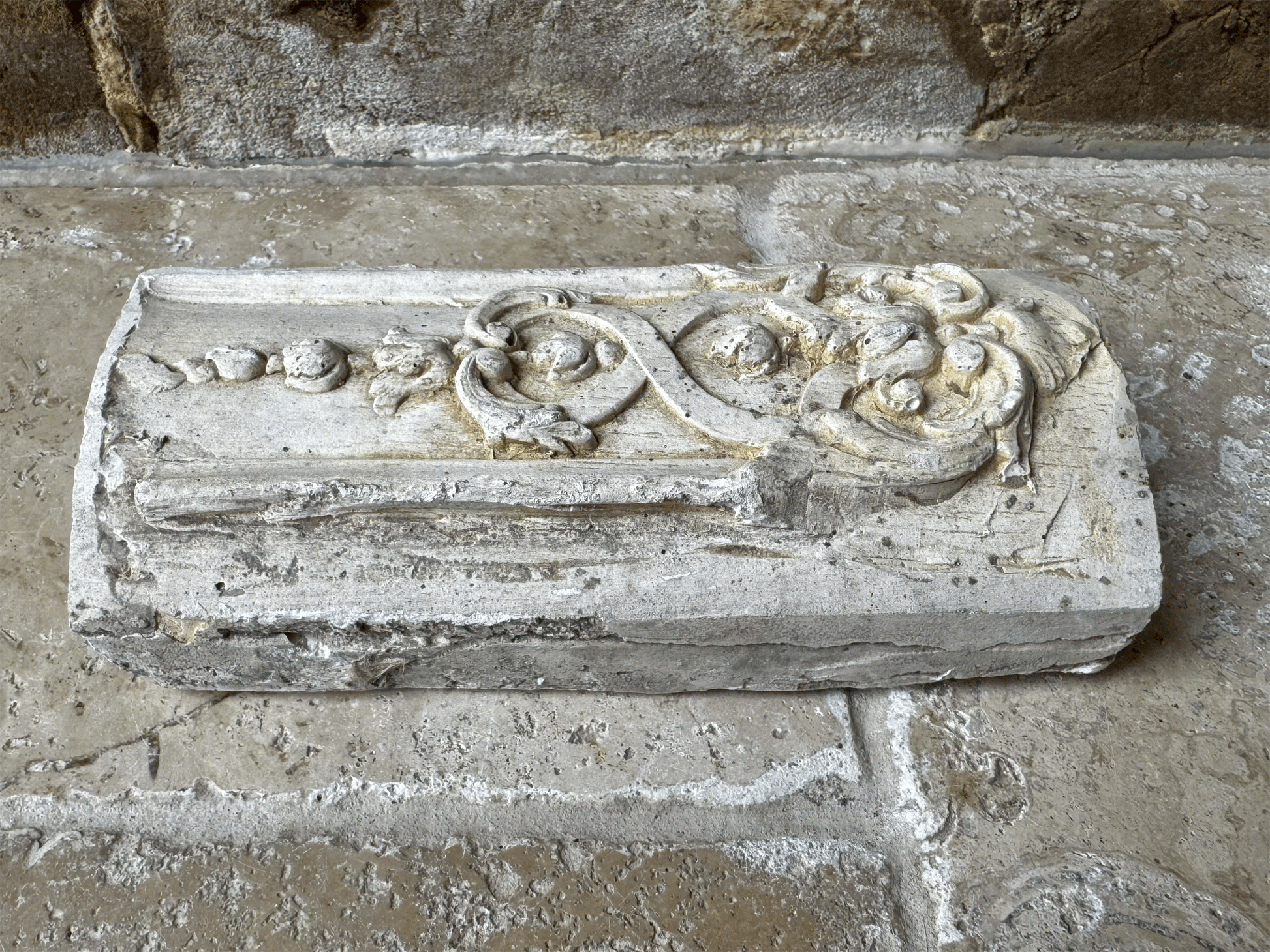antique french decorative architectural plaster wall panel fragment hanging