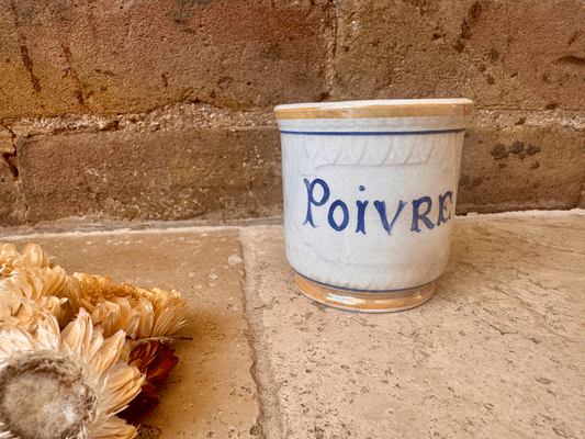 antique french irpnstone kitchen canister pinch pot poivre pepper