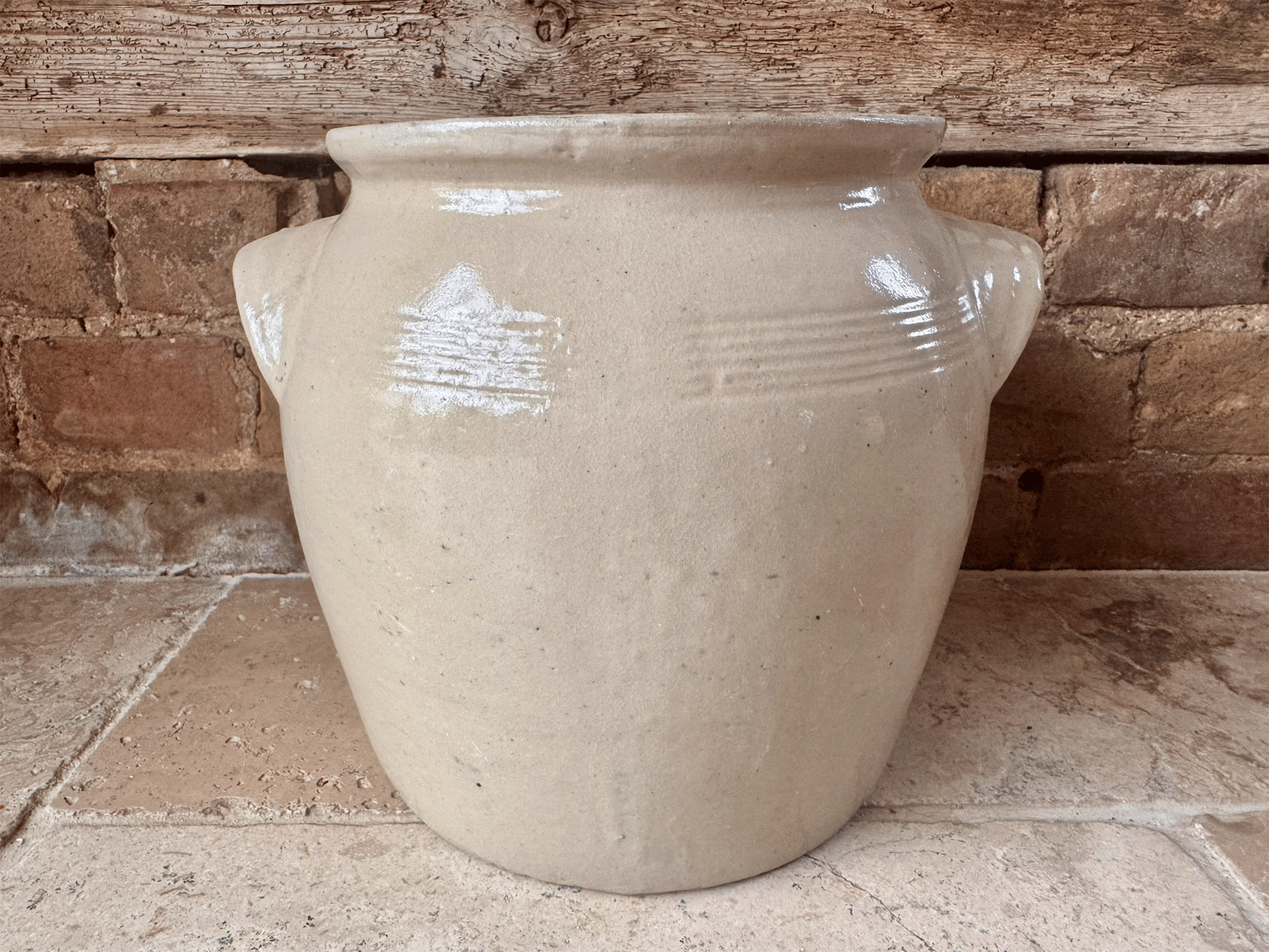 antique french large rustic stoneware confit pot preserve jar