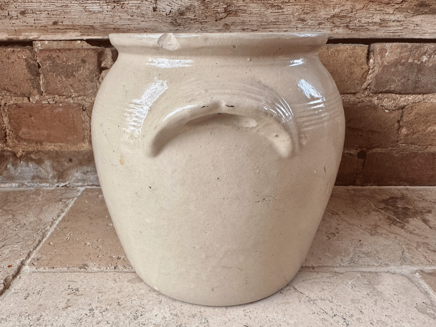 antique french large rustic stoneware confit pot preserve jar